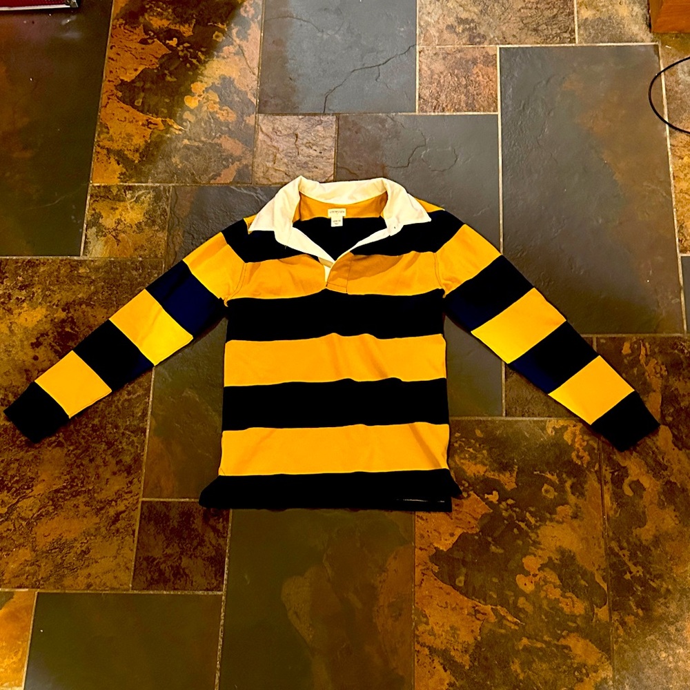 Crewcuts Long Sleeve Striped Shirt - navy blue and Yellow large 10-11 boys